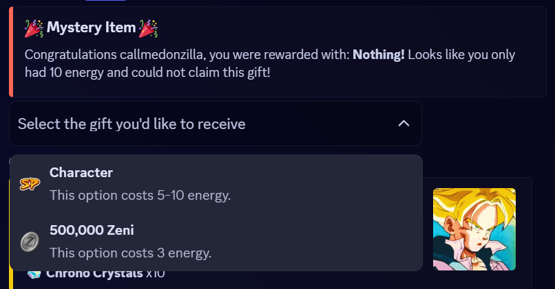 Random reward item