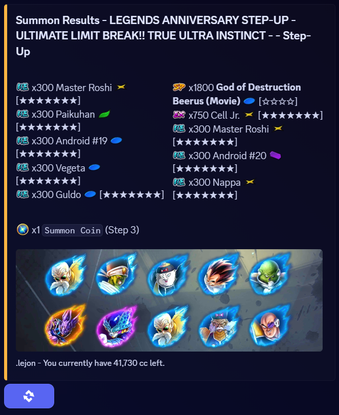 Summoning result